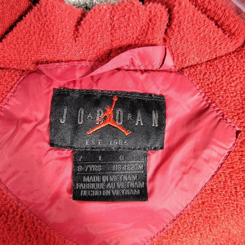 Jordan Puffer Vest Jacket Full Zip Sleeves Red Black Kids Size 6-7 Years